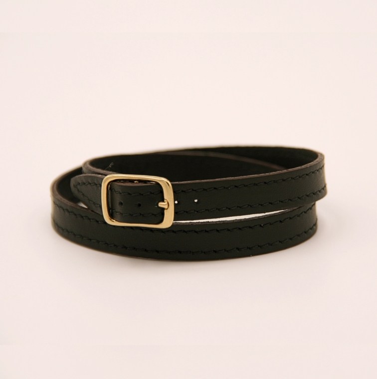 Bracelet en cuir véritable double tour, fait main dans le Rhône - 9