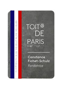 Carte de visite bas carbone et patrimonial, en zinc de toit parisien
