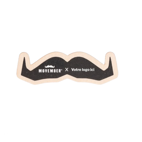 Sticker en bois Movember en forme de moustache