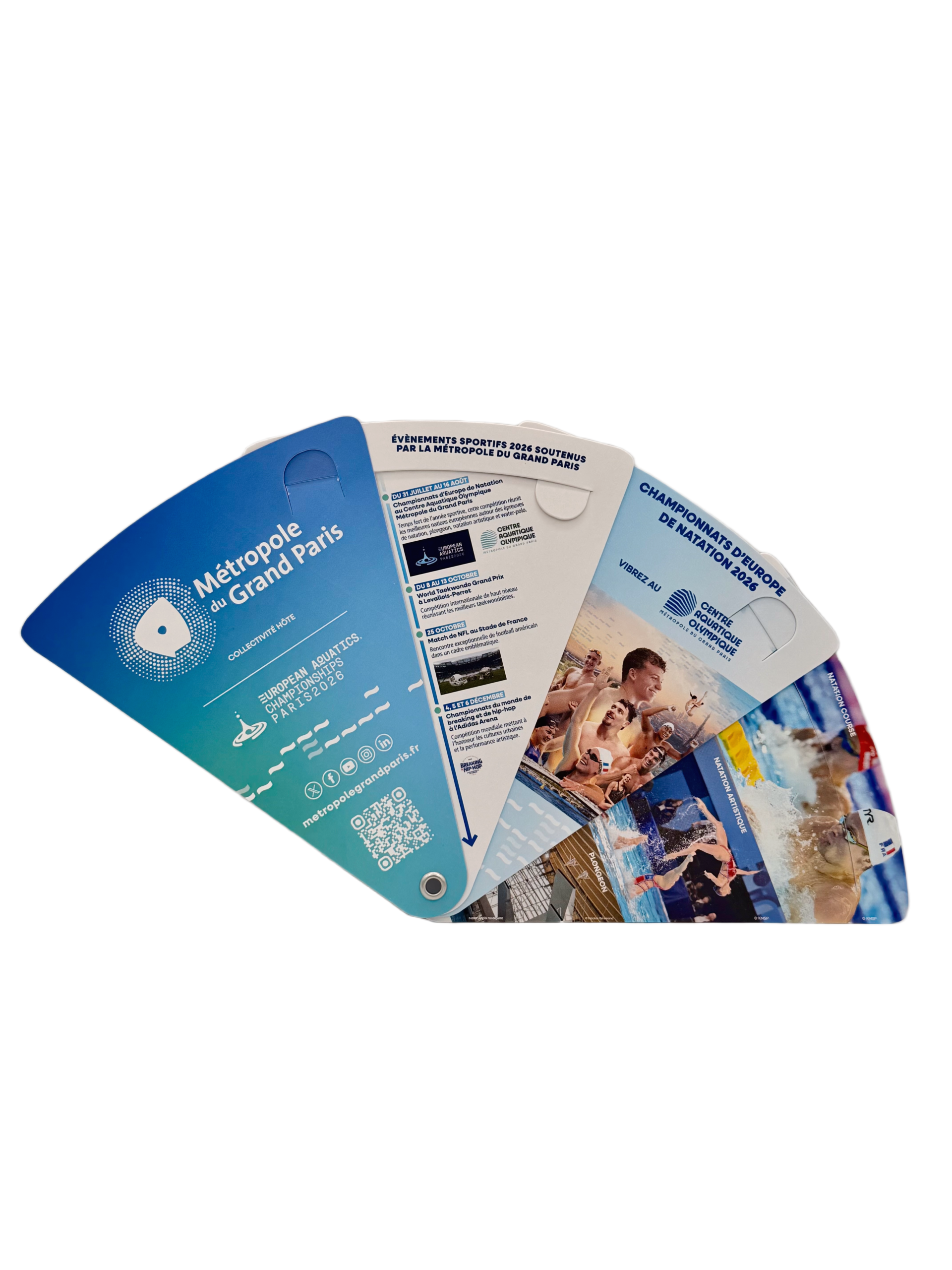 Eventail en papier avec oeillet, grand format, fabriqué à Amiens