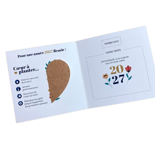 Carte de voeux et son coeur à planter en papier ensemencé - 2