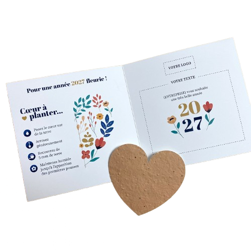 Carte de voeux et son coeur à planter en papier ensemencé - 3