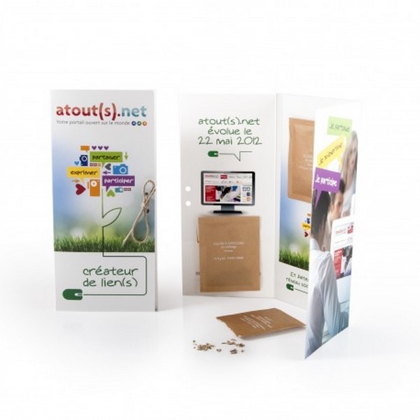 Carte 3 volets avec sachet de graines, Made in France - 1