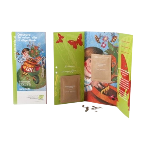 Carte 3 volets avec sachet de graines, Made in France
