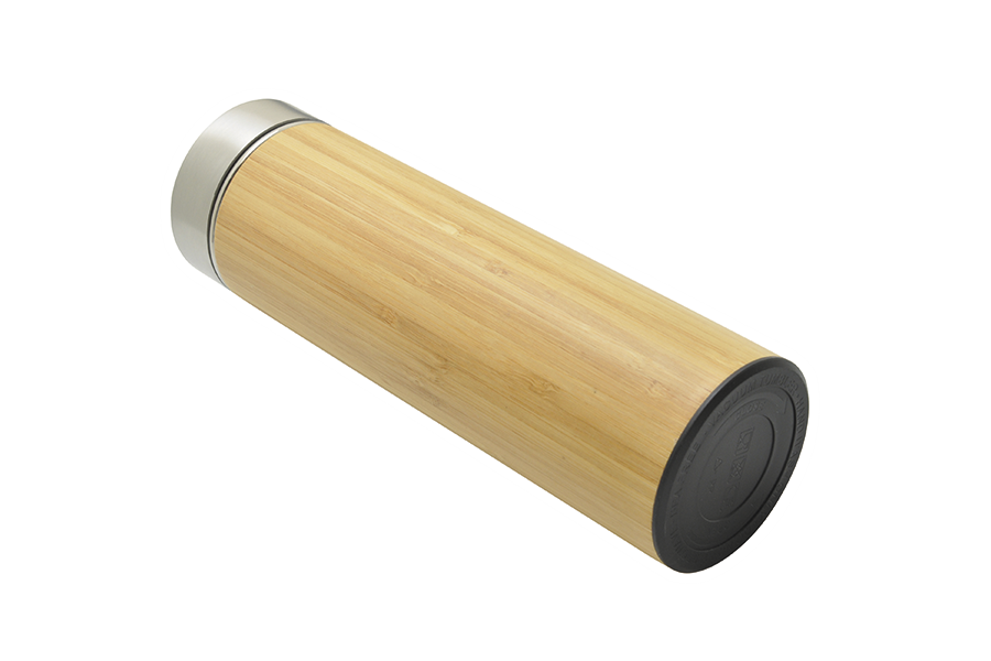 Bouteille isotherme de 450ml en bambou avec infuseur