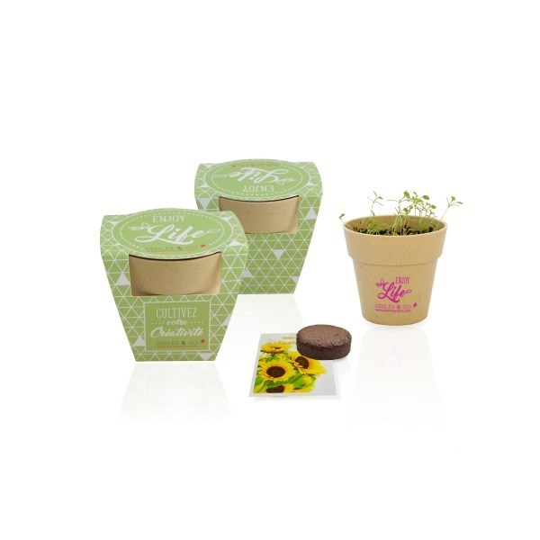 Kit de plantation avec pot en fibre de bambou