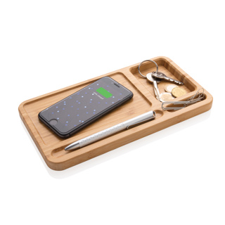 Organiseur de bureau avec charger induction 5W bois de bambou